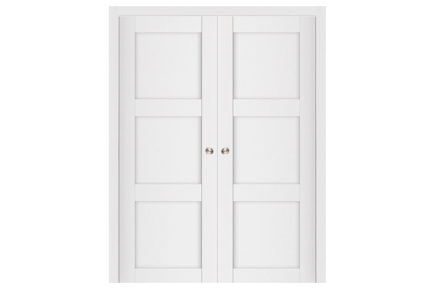 Nova Stile 058 Soft White Laminated Modern Interior Door - Double Pocket
