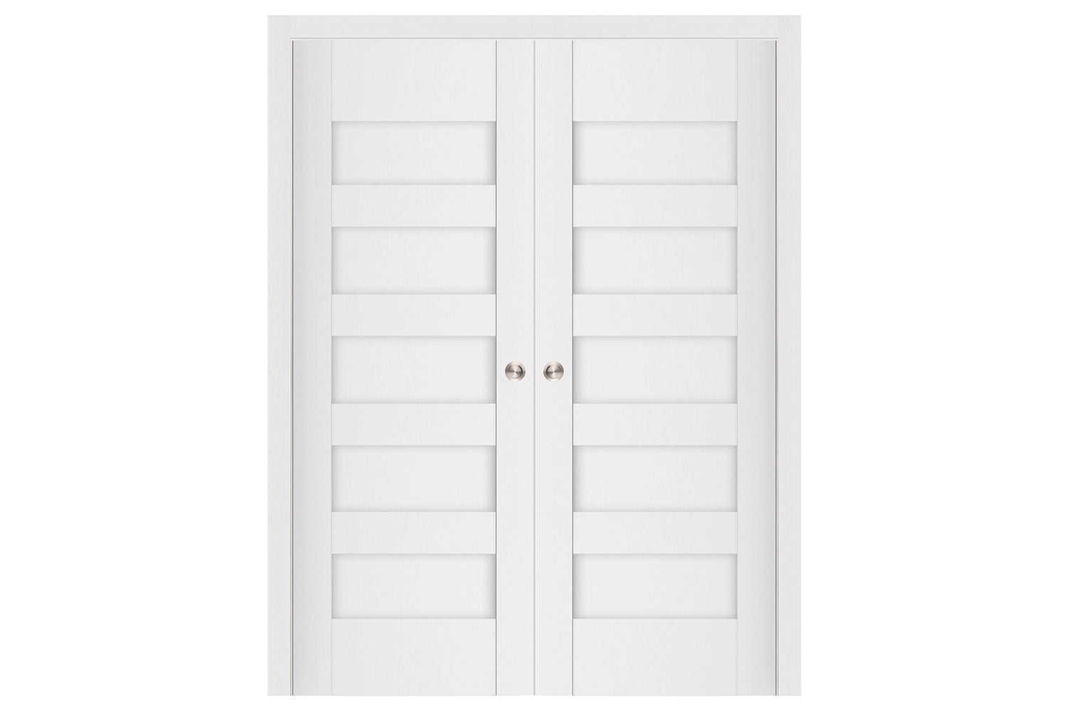 Nova Stile 057 Soft White Laminated Modern Interior Door - Double Pocket