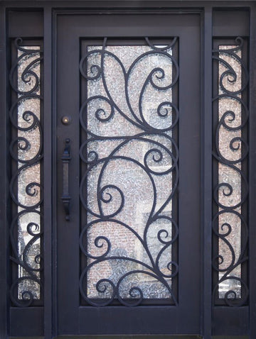 Stonehenge SH 02 with Sidelidhts Wrought Iron Exterior Door size 72 x 96
