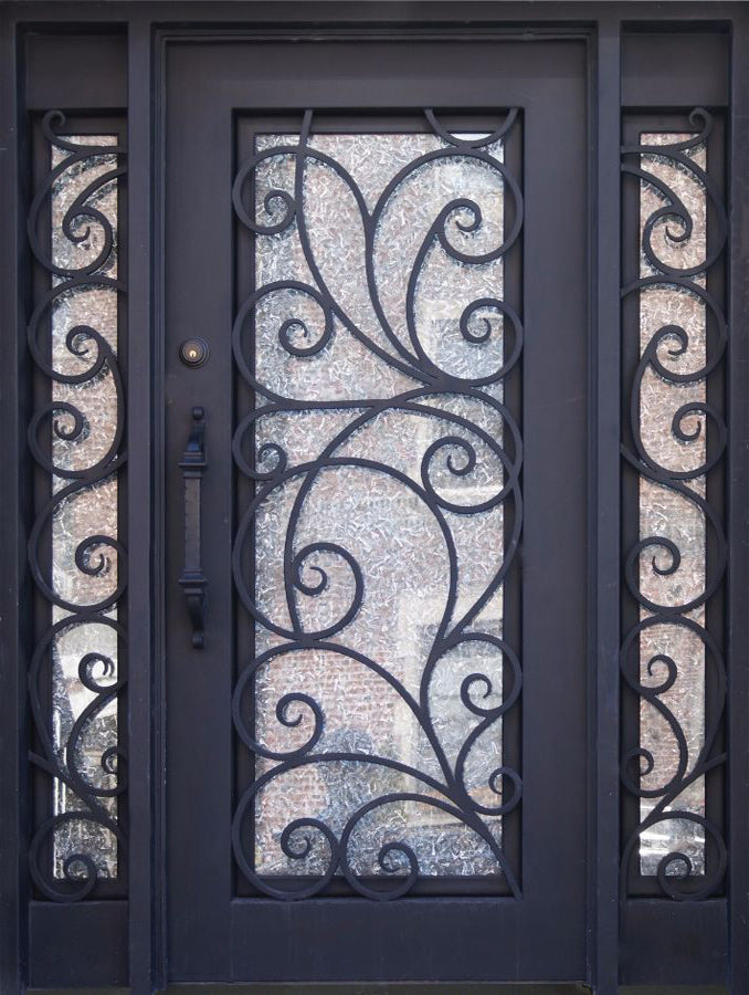 Stonehenge SH 02 with Sidelidhts Wrought Iron Exterior Door size 72 x 96