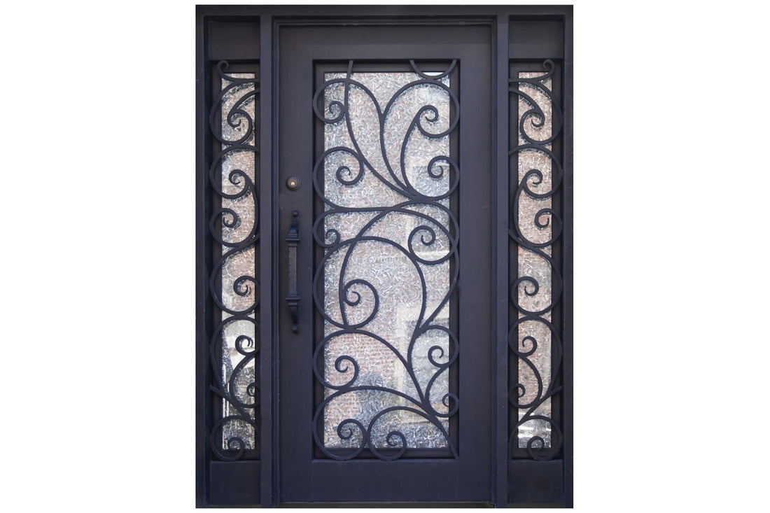 Stonehenge SH 02 with Sidelidhts Wrought Iron Exterior Door size 72 x 96