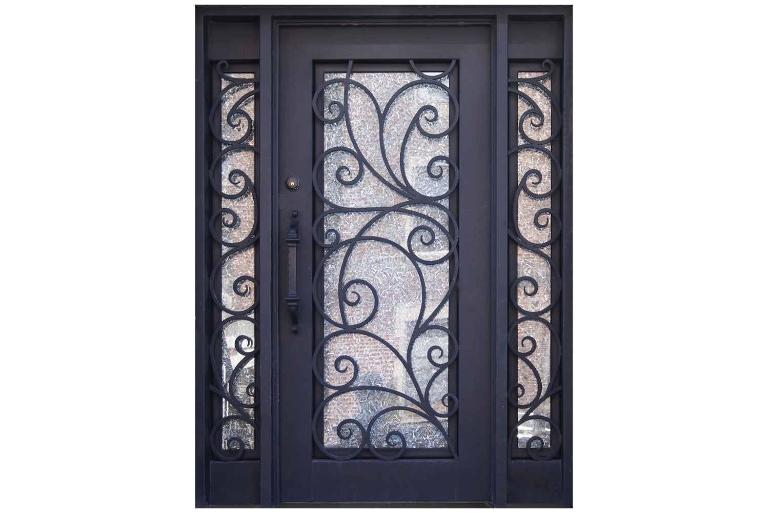 Stonehenge SH 02 with Sidelidhts Wrought Iron Exterior Door size 72 x 96