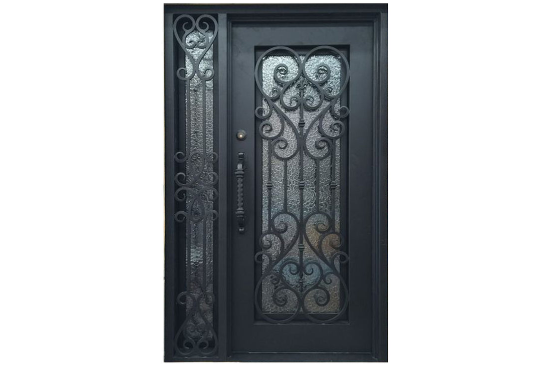 Stonehenge SH 09 Wrought Iron Exterior Door with Sidelight size 50 x 82