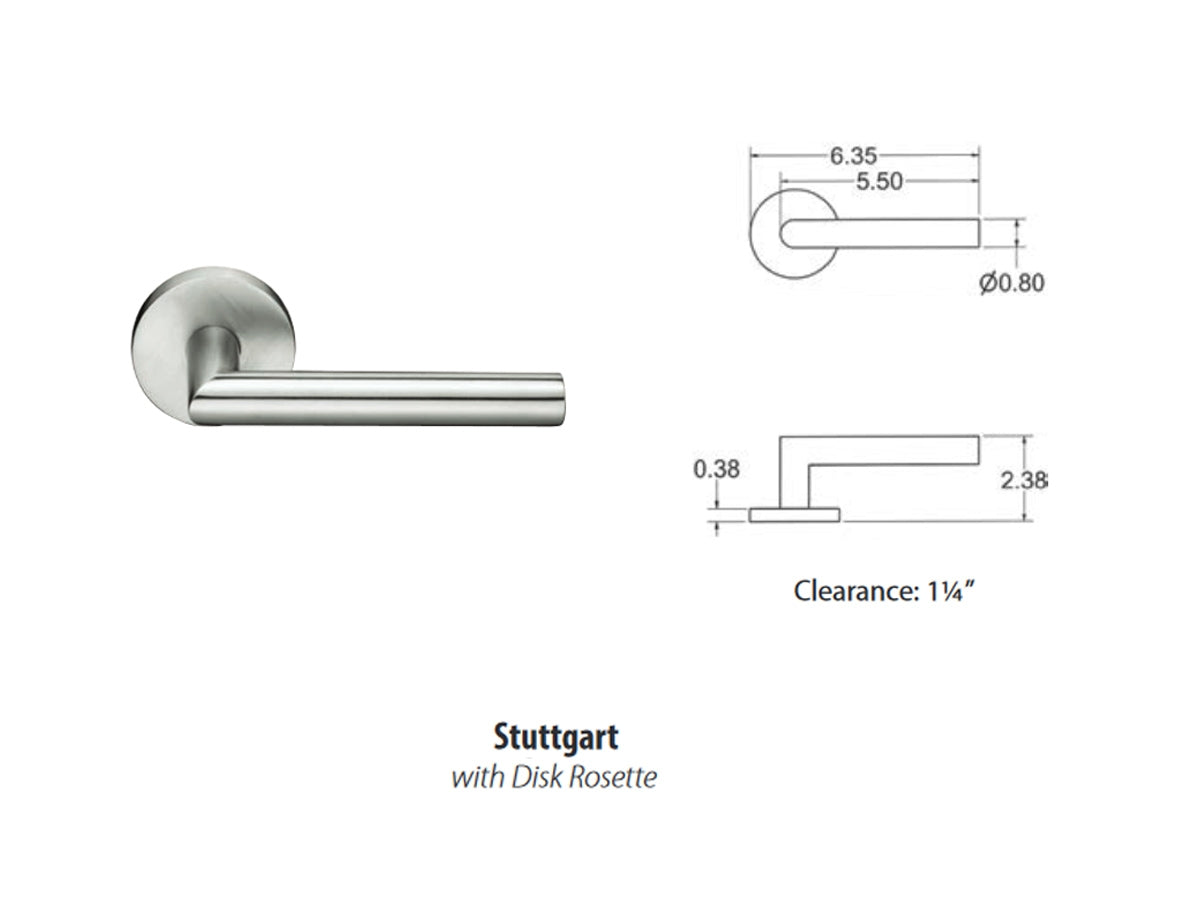 Emtek Stuttgart Stainless Steel Lever - Dimensions