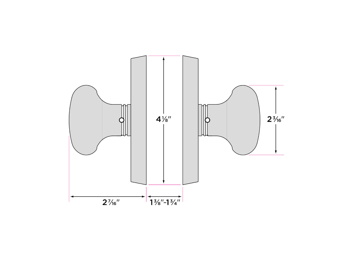 Sure-Loc Oakley Interior Door Knob - Dimensions