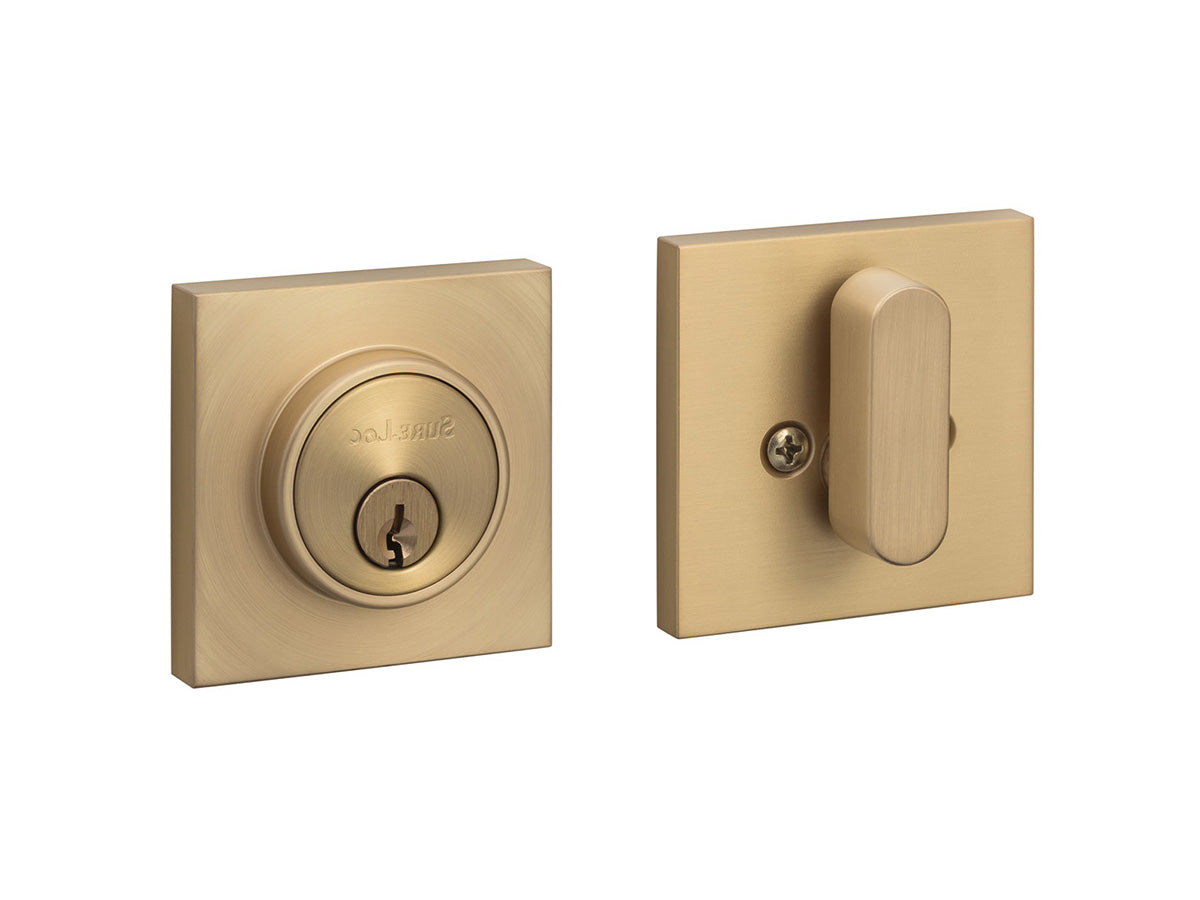 Sure-Loc Square Modern Deadbolt - Satin Brass