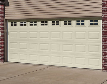 CHI Timeless Raised Panel Insulated Modern Garage Doors with Glass in Almond