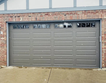 CHI Timeless Raised Panel Insulated Modern Garage Doors with Glass in Bronze
