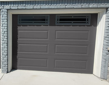 CHI Timeless Raised Panel Insulated Modern Garage Doors with Glass in Graphite