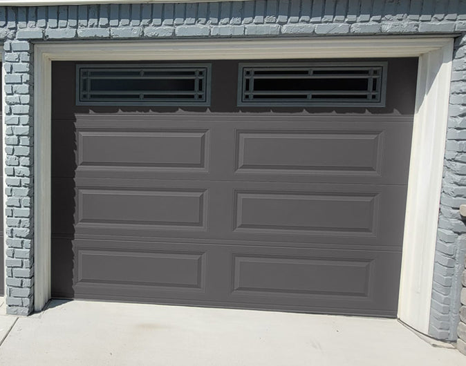 CHI Timeless Raised Panel Insulated Modern Garage Doors with Glass in Graphite