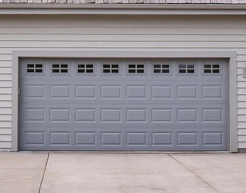 CHI Timeless Raised Panel Insulated Modern Garage Doors with Glass in Gray