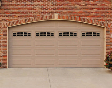 CHI Timeless Raised Panel Insulated Modern Garage Doors with Glass in Sandstone