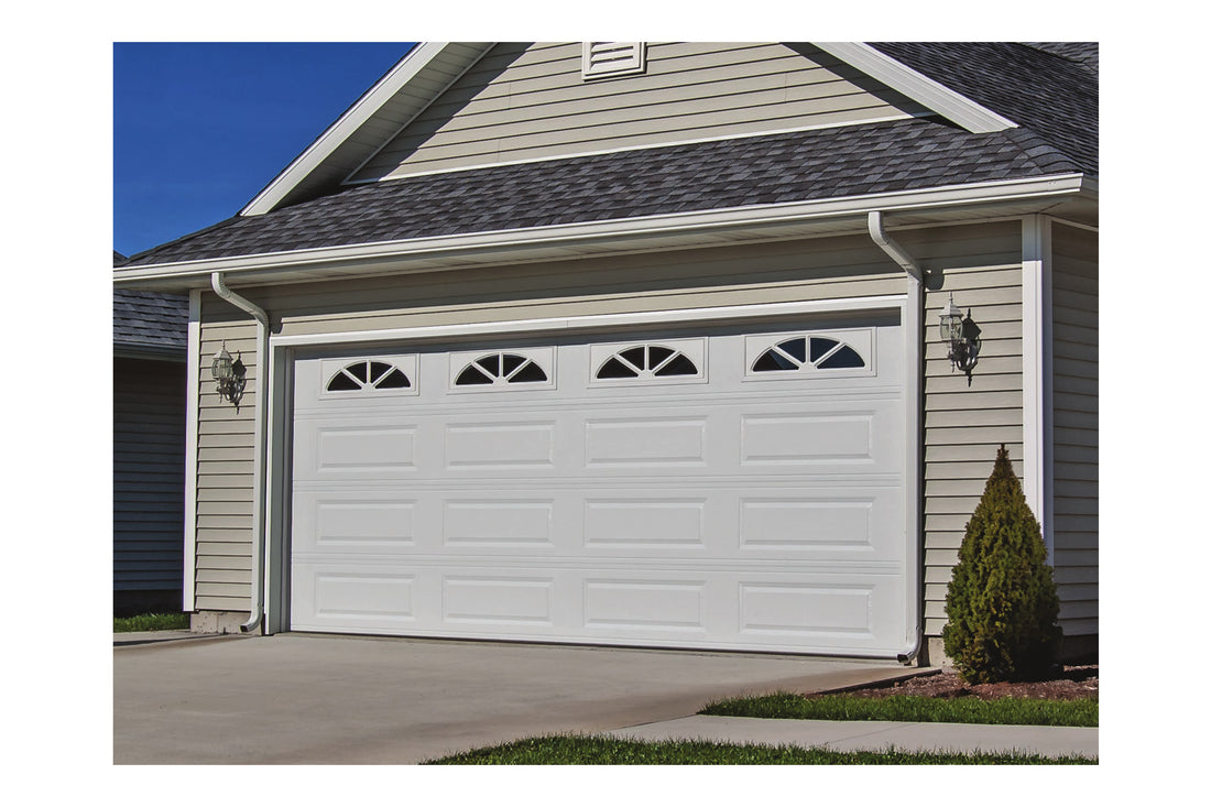 CHI Timeless Raised Panel Insulated Modern Garage Doors with Glass in White