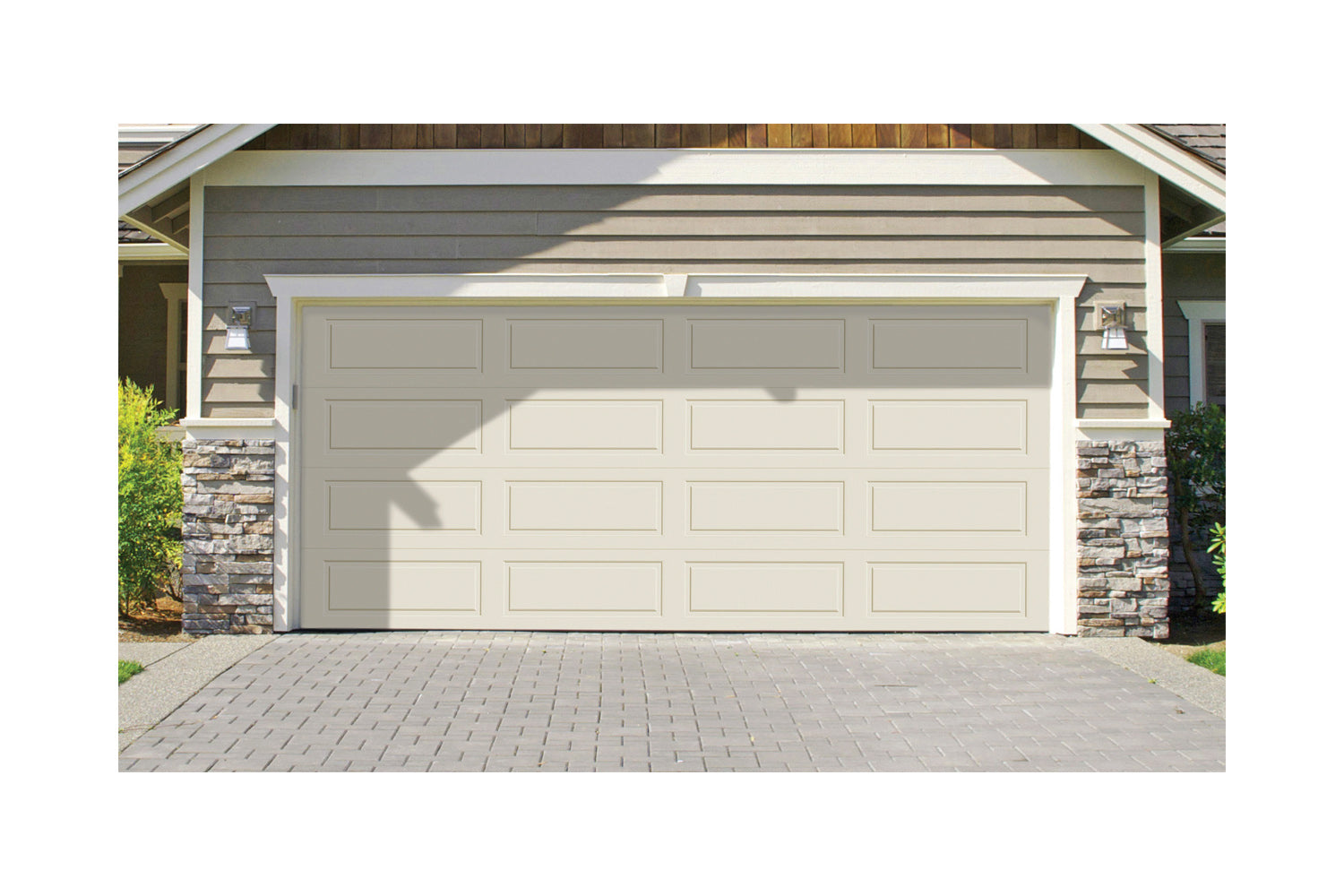 CHI Timeless Raised Panel Insulated Modern Garage Doors in Almond