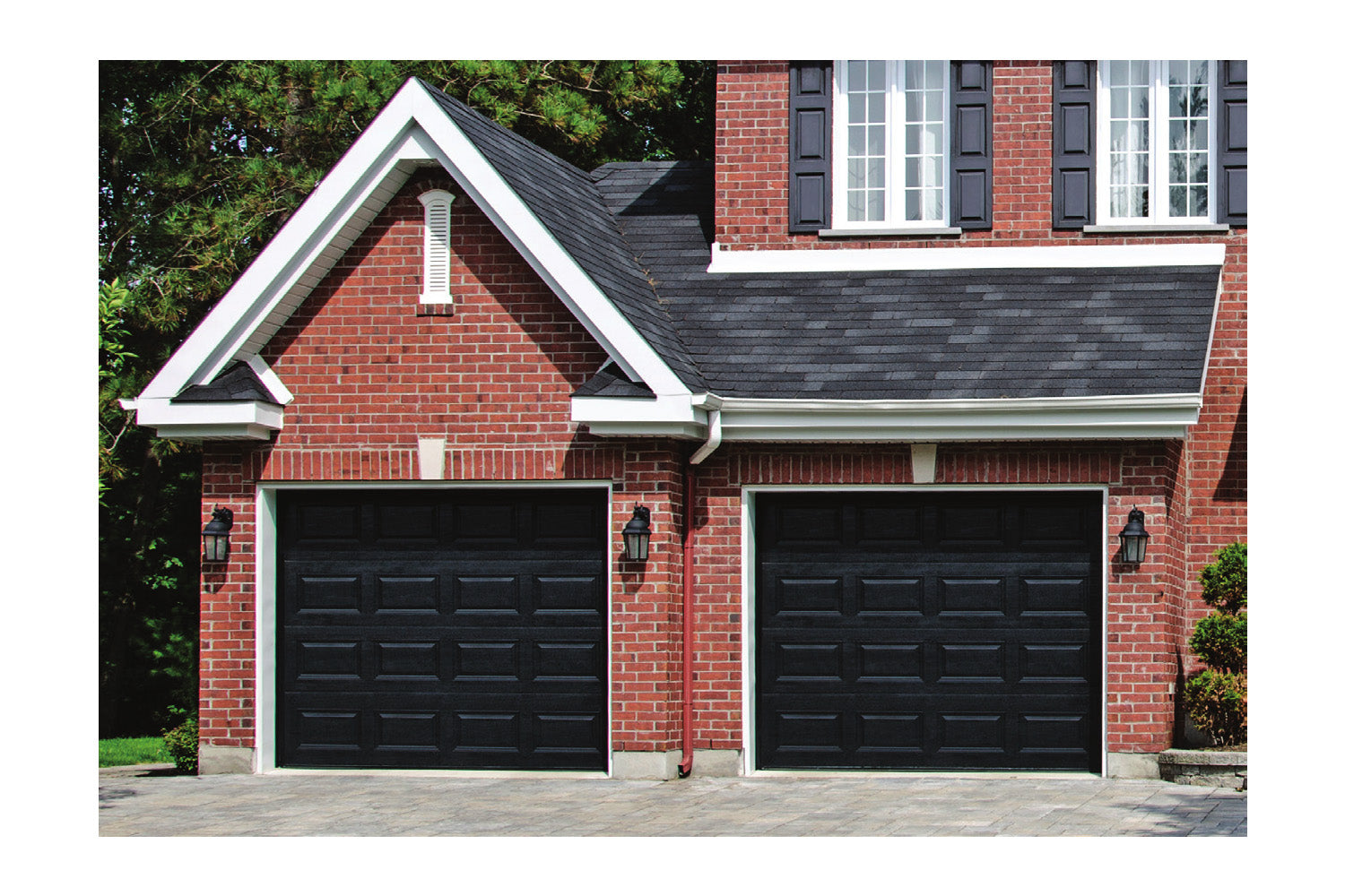 CHI Timeless Raised Panel Insulated Modern Garage Doors in Black