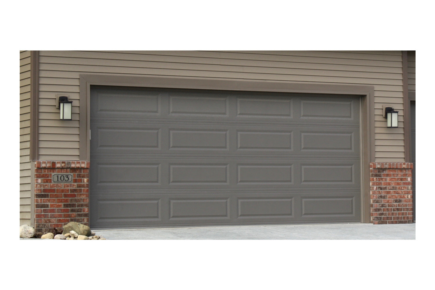 CHI Timeless Raised Panel Insulated Modern Garage Doors in Bronze