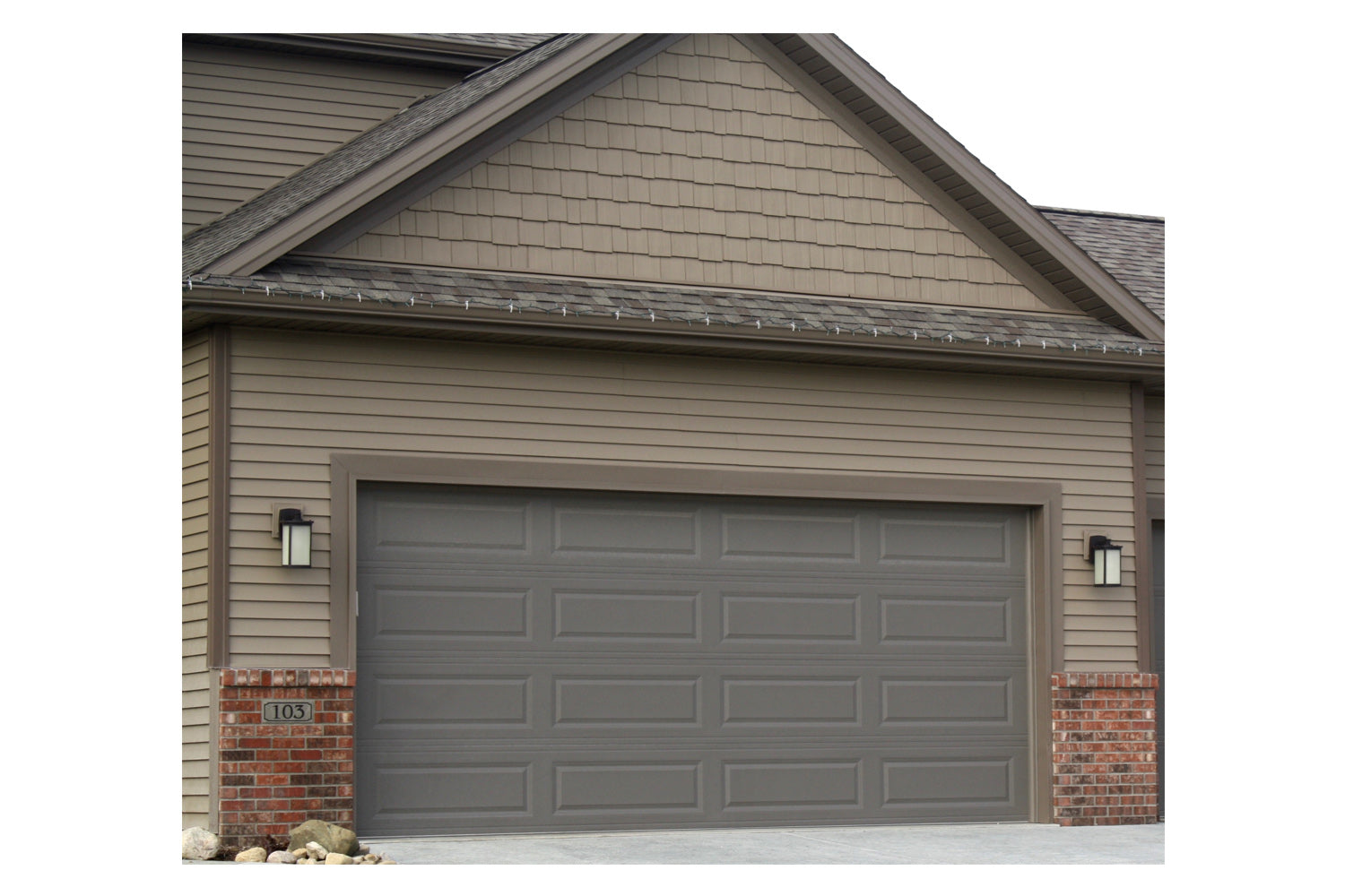 CHI Timeless Raised Panel Insulated Modern Garage Doors in Bronze