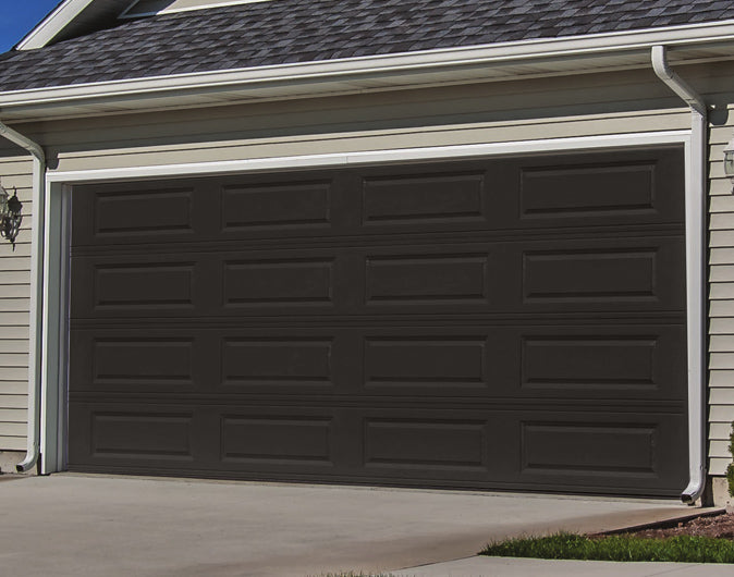 CHI Timeless Raised Panel Insulated Modern Garage Doors in Powder Coated Dark Bronze