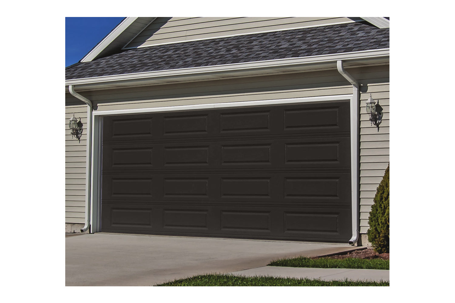 CHI Timeless Raised Panel Insulated Modern Garage Doors in Powder Coated Dark Bronze
