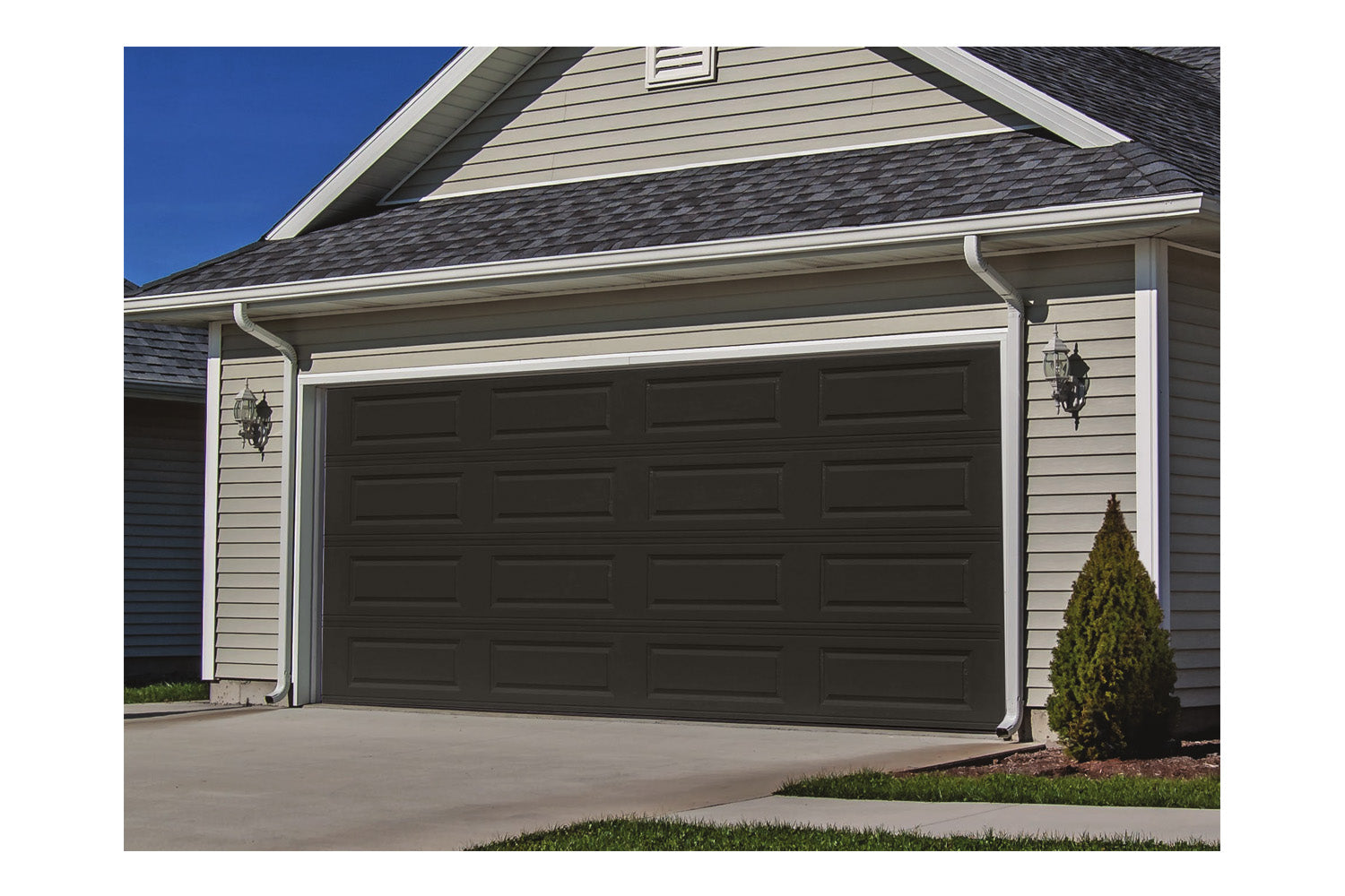 CHI Timeless Raised Panel Insulated Modern Garage Doors in Powder Coated Dark Bronze