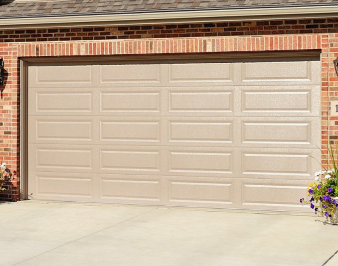 CHI Timeless Raised Panel Insulated Modern Garage Doors in Desert Tan