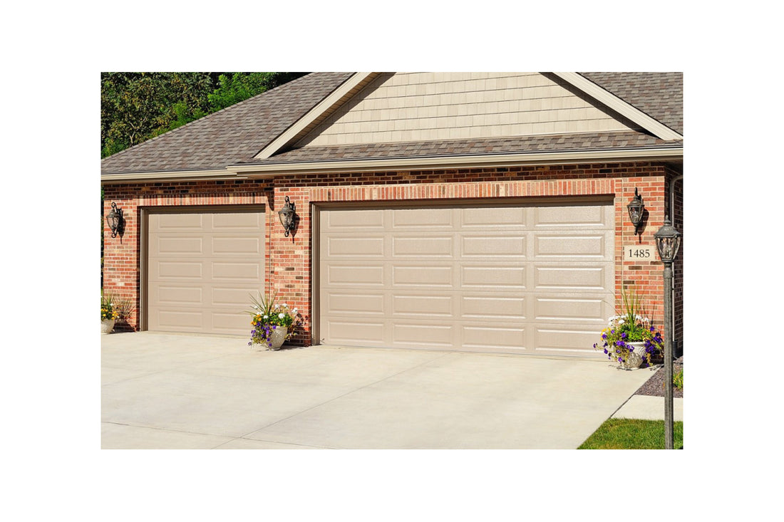 CHI Timeless Raised Panel Insulated Modern Garage Doors in Desert Tan