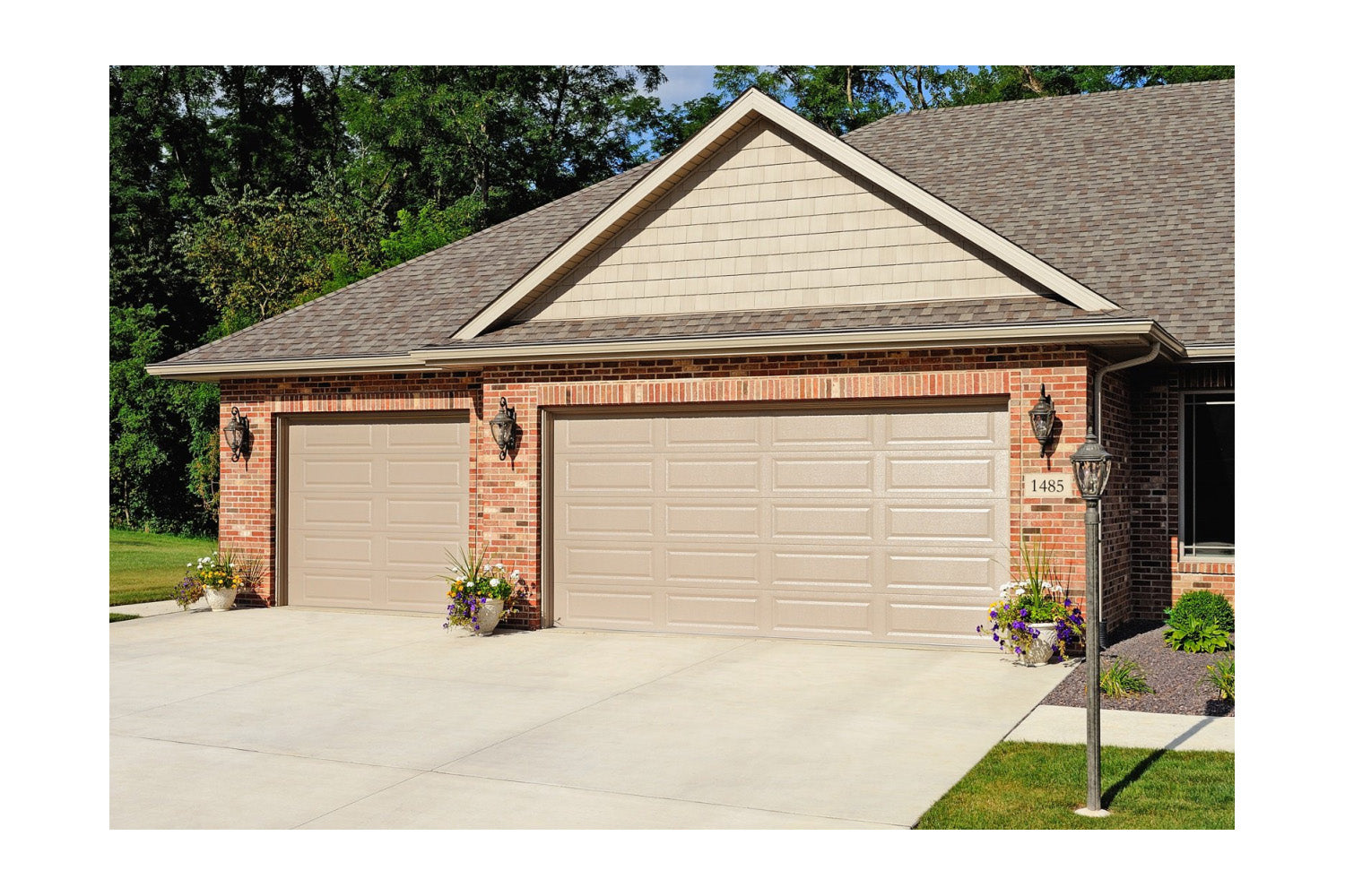 CHI Timeless Raised Panel Insulated Modern Garage Doors in Desert Tan