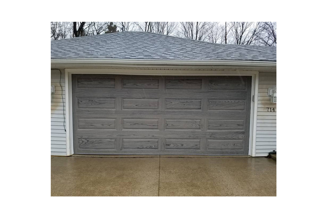 CHI Timeless Raised Panel Insulated Modern Garage Doors in Woodtone Driftwood