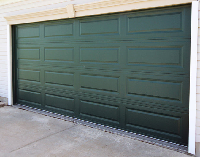 CHI Timeless Raised Panel Insulated Modern Garage Doors in Powder Coated Evergreen