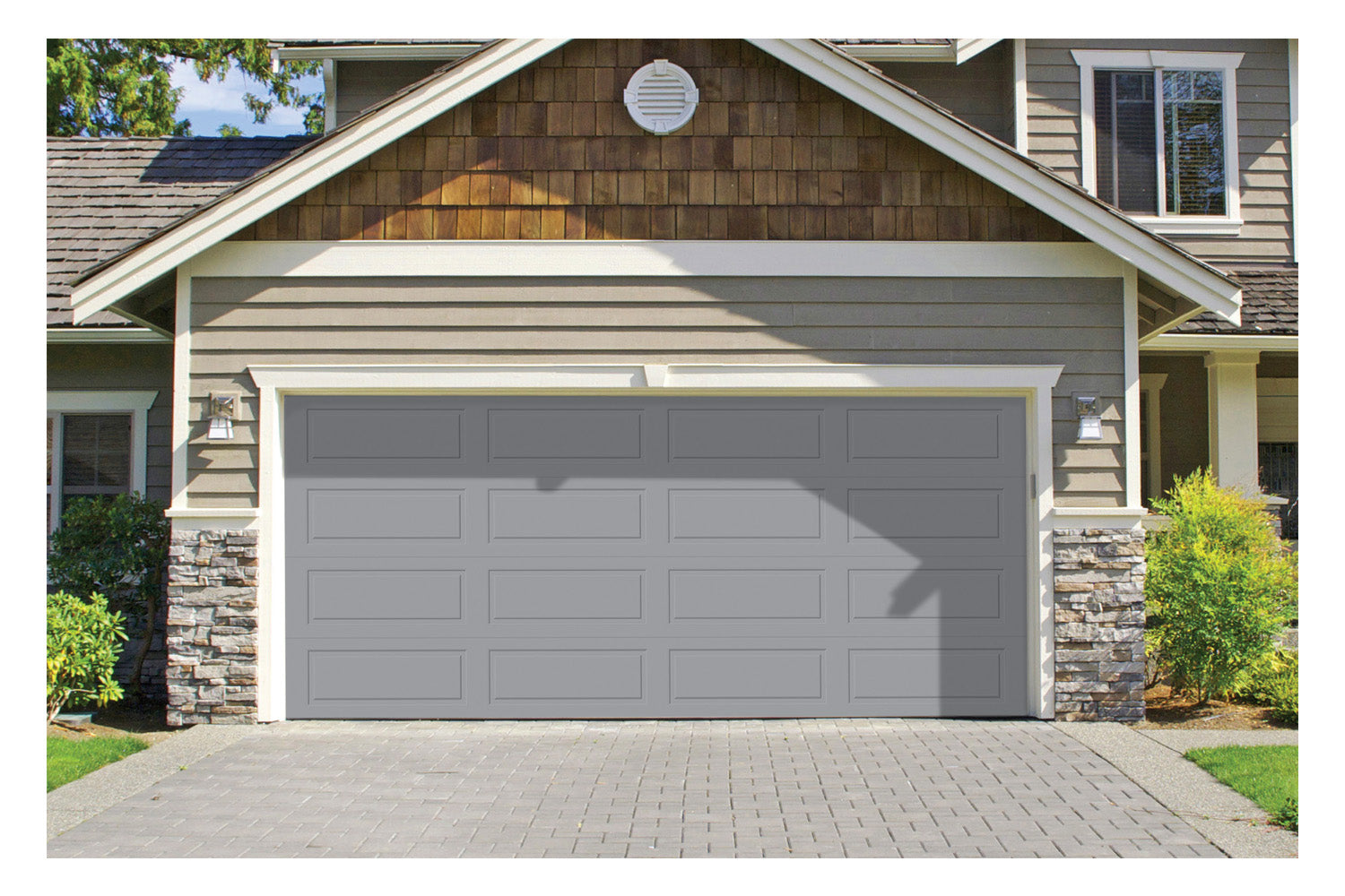 CHI Timeless Raised Panel Insulated Modern Garage Doors in Gray