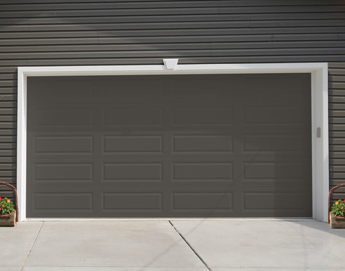 CHI Timeless Raised Panel Insulated Modern Garage Doors in Powder Coated Mocha Brown