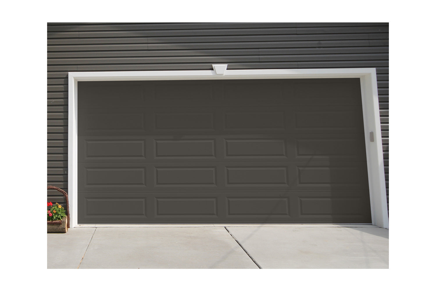 CHI Timeless Raised Panel Insulated Modern Garage Doors in Powder Coated Mocha Brown