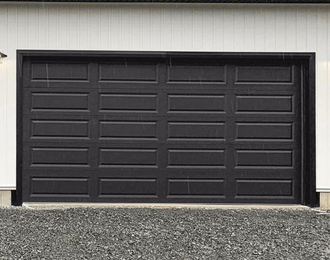 CHI Timeless Raised Panel Insulated Modern Garage Doors in Powder Coated Solar Black