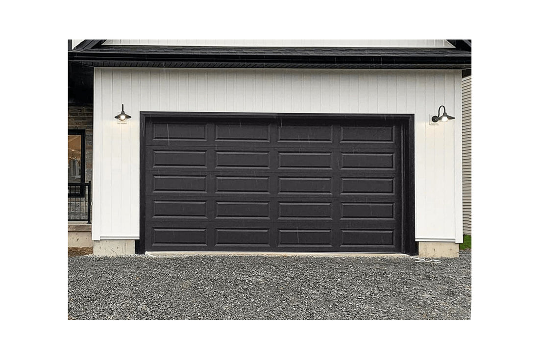 CHI Timeless Raised Panel Insulated Modern Garage Doors in Powder Coated Solar Black
