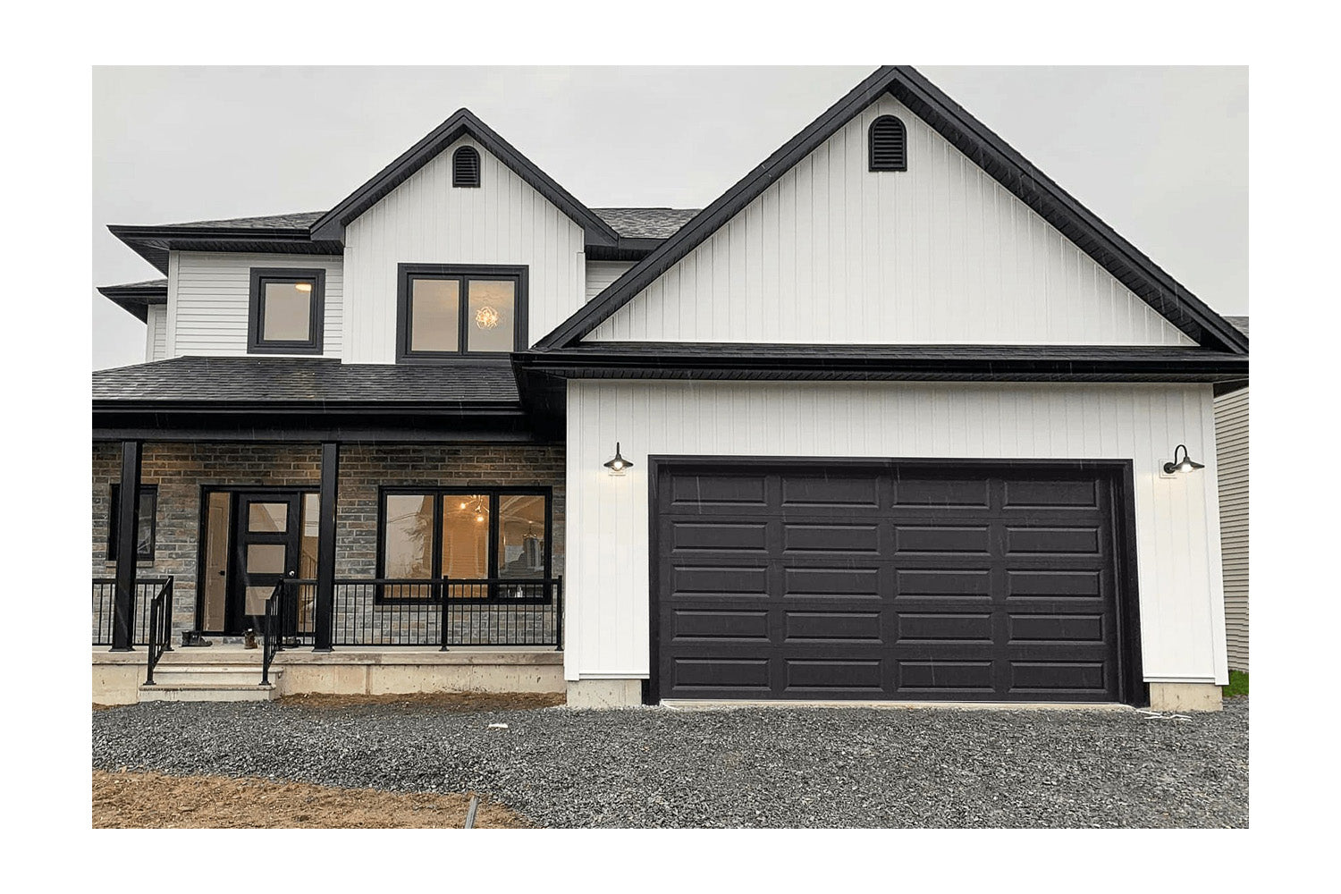 CHI Timeless Raised Panel Insulated Modern Garage Doors in Powder Coated Solar Black