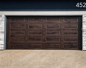 CHI Timeless Raised Panel Insulated Modern Garage Doors in Woodtone Walnut
