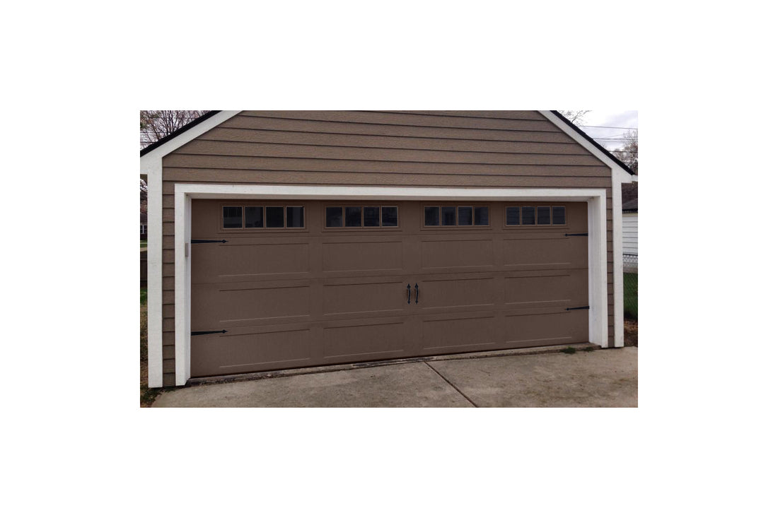 CHI Timeless Stamped Carriage House Insulated Modern Garage Doors in Brown