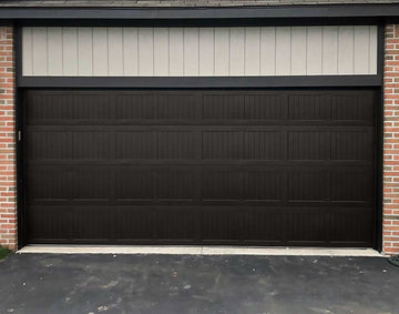 CHI Timeless Stamped Carriage House Insulated Modern Garage Doors in Powder Coated Dark Bronze