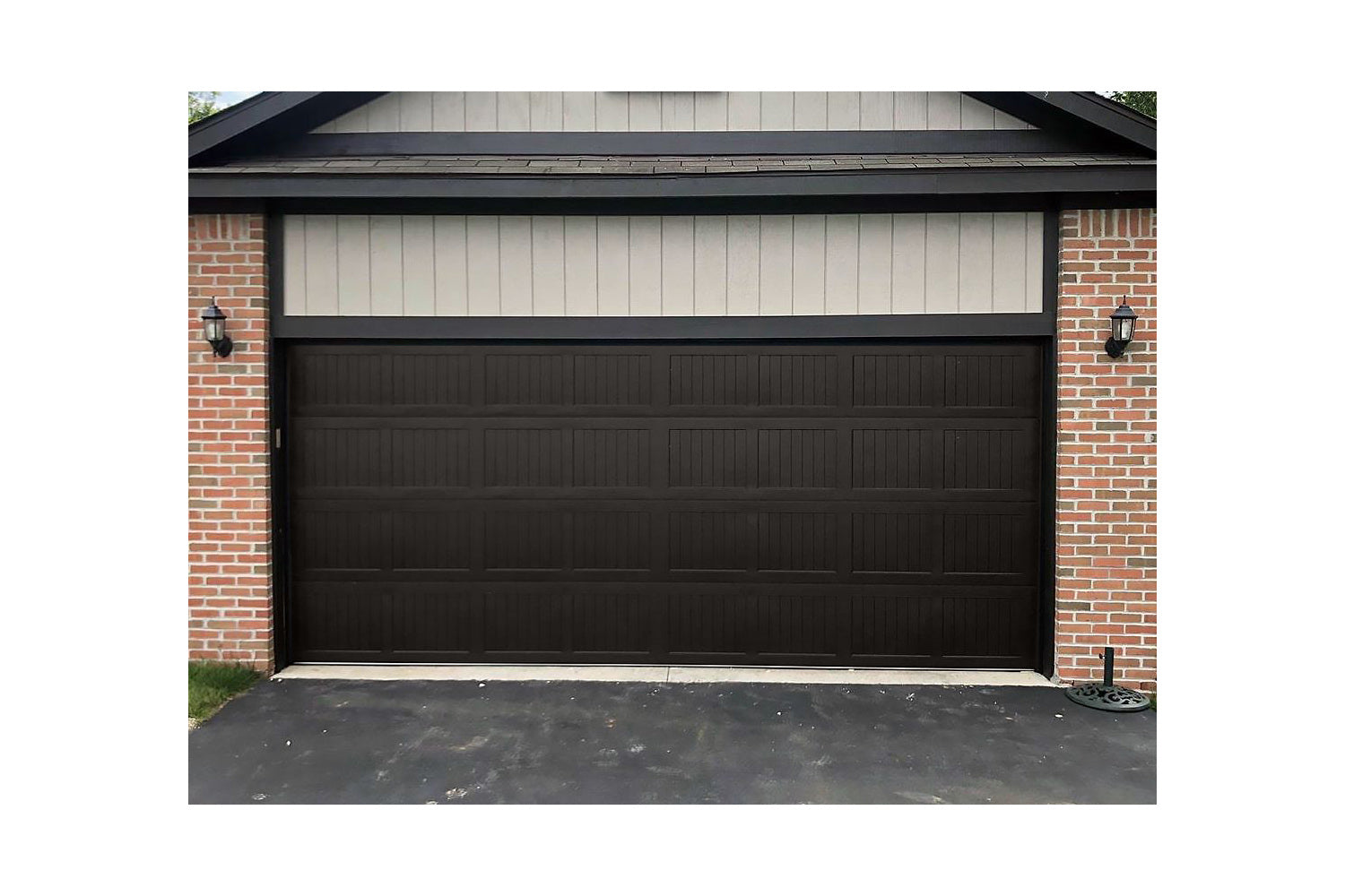 CHI Timeless Stamped Carriage House Insulated Modern Garage Doors in Powder Coated Dark Bronze