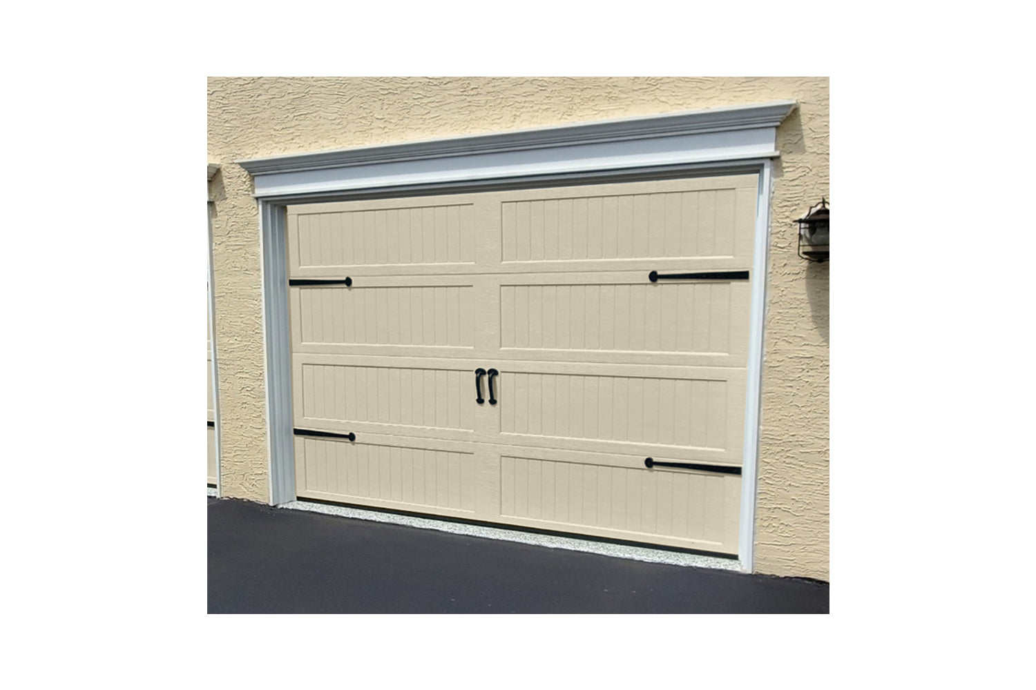 CHI Timeless Stamped Carriage House Insulated Modern Garage Doors in Desert Tan