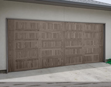 CHI Timeless Stamped Carriage House Insulated Modern Garage Doors in Woodtone Driftwood