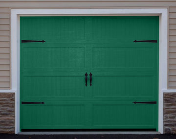 CHI Timeless Stamped Carriage House Insulated Modern Garage Doors in Powder Coated Evergreen