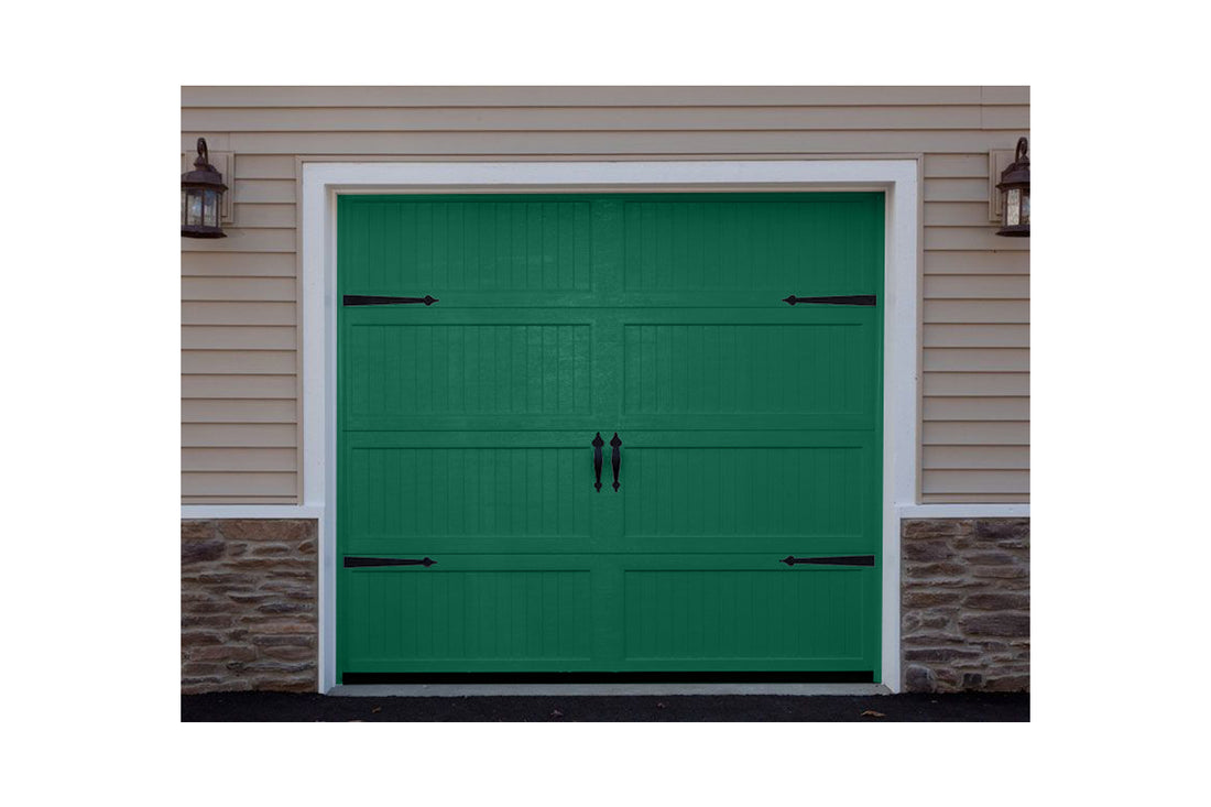 CHI Timeless Stamped Carriage House Insulated Modern Garage Doors in Powder Coated Evergreen