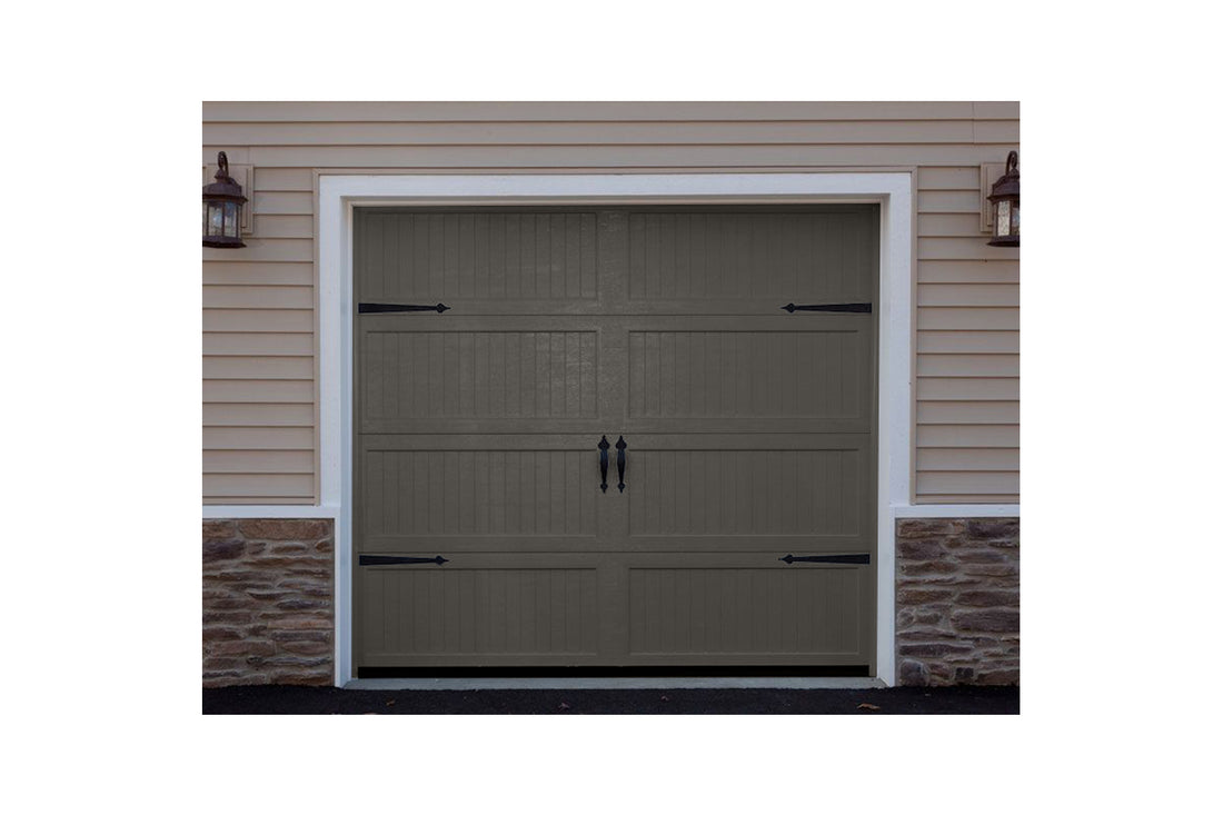 CHI Timeless Stamped Carriage House Insulated Modern Garage Doors in Powder Coated Mocha Brown