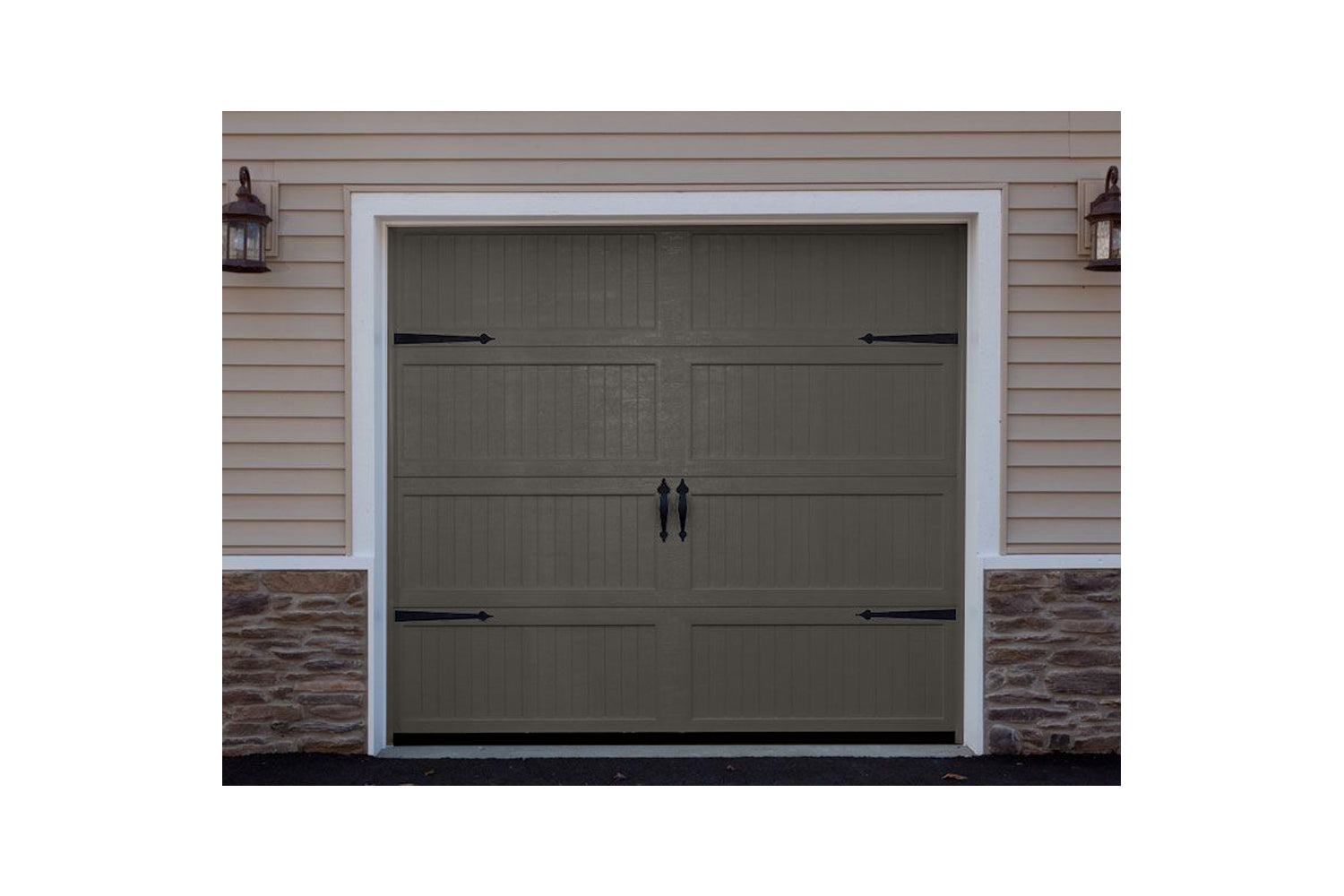 CHI Timeless Stamped Carriage House Insulated Modern Garage Doors in Powder Coated Mocha Brown
