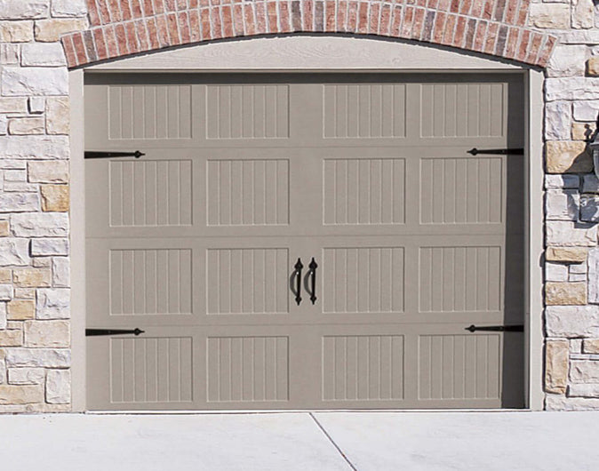 CHI Timeless Stamped Carriage House Insulated Modern Garage Doors in Sandstone