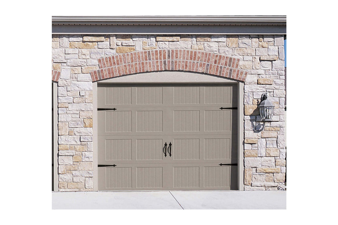 CHI Timeless Stamped Carriage House Insulated Modern Garage Doors in Sandstone
