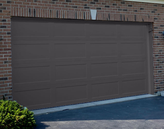 CHI Timeless Stamped Carriage House Insulated Modern Garage Doors in Powder Coated Solar Black