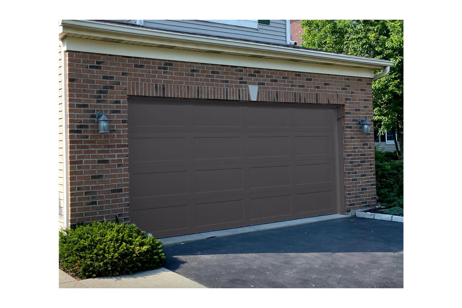 CHI Timeless Stamped Carriage House Insulated Modern Garage Doors in Powder Coated Solar Black