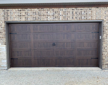 CHI Timeless Stamped Carriage House Insulated Modern Garage Doors in Woodtone Walnut